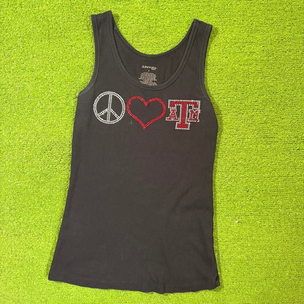 Vintage Y2K Texas A&M Bling Rhinestone Tank Top Game Day Aggies Mcbling Size M